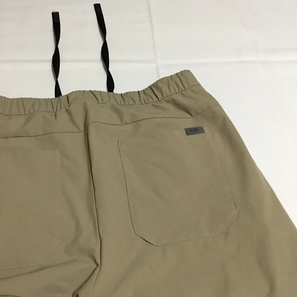 Figs Pro Technical Scrub Pants Mens Medium Short Tan Drawstring